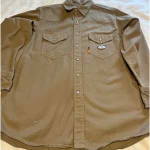 Rasco FR Snap Front Long Sleeve Welder Shirt 10oz Khaki